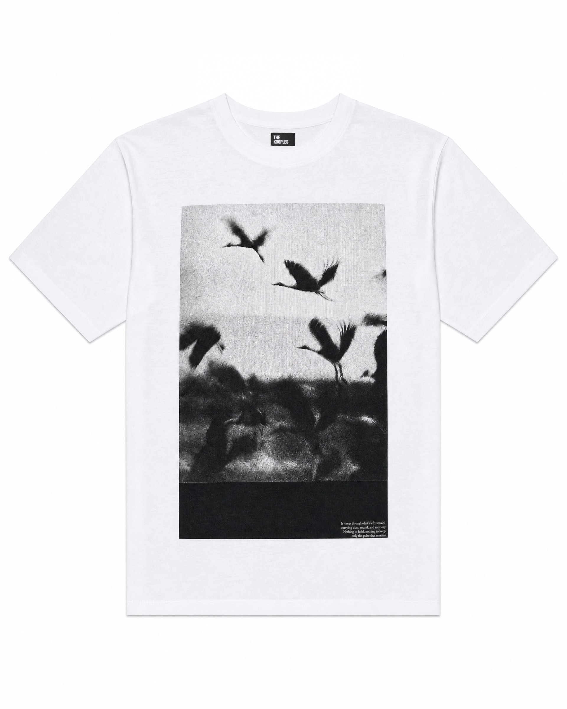 White T-shirt with screen-printed birds