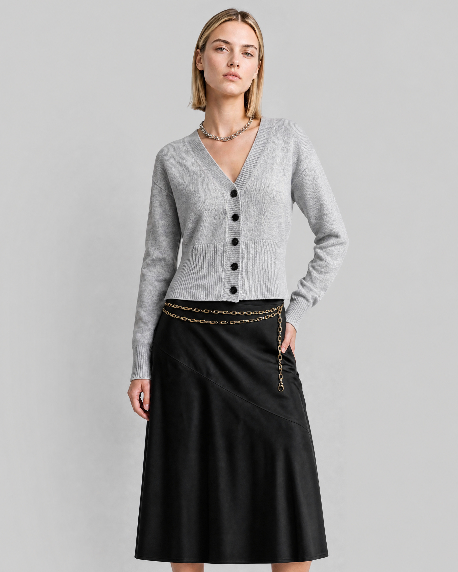 Blue Merino Wool and Cashmere Cardigan