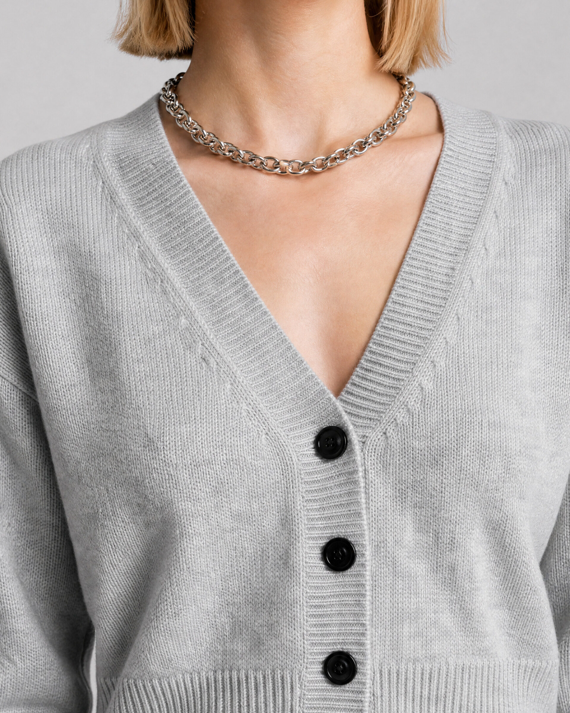 Blue Merino Wool and Cashmere Cardigan