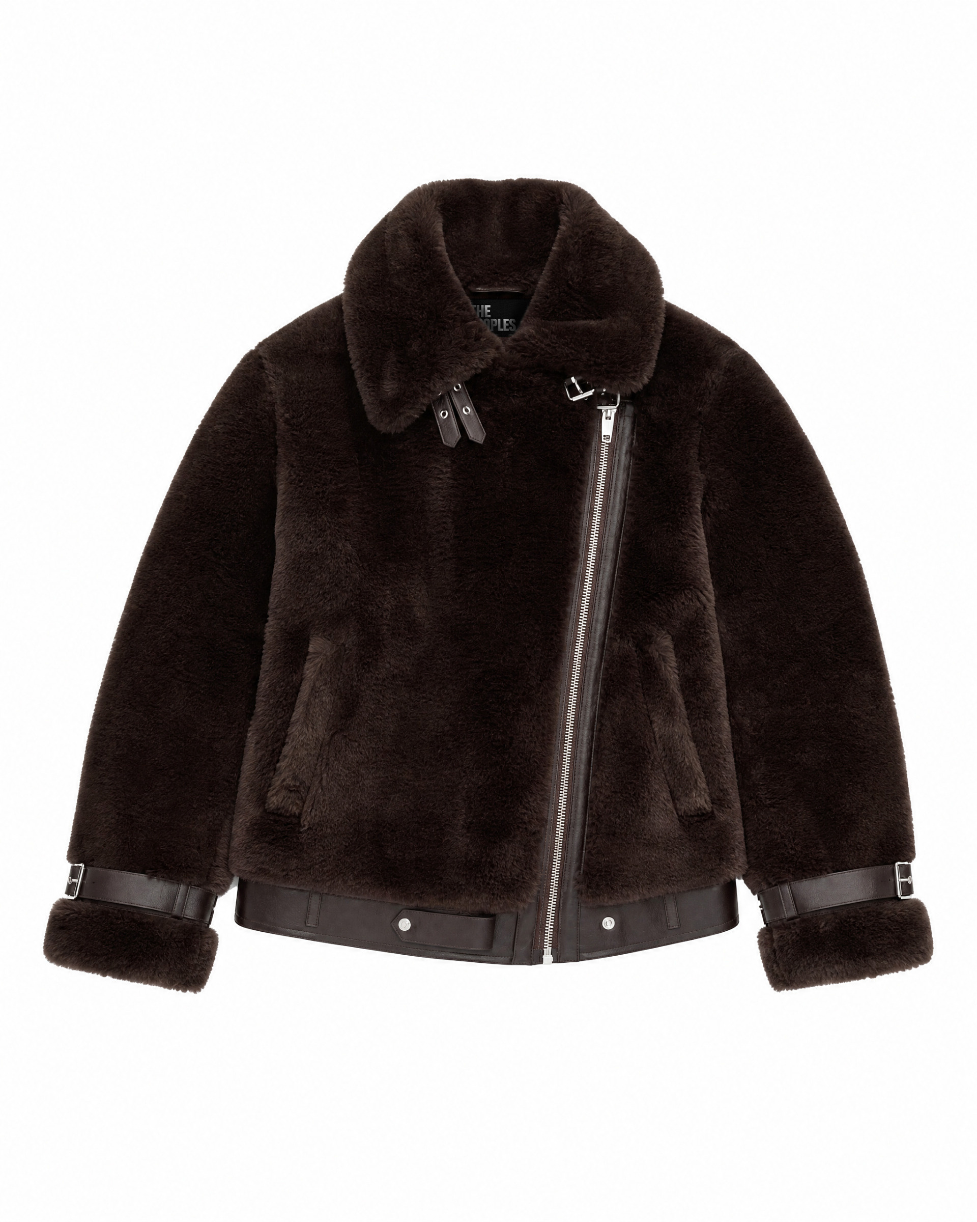 Brown faux fur bomber jacket