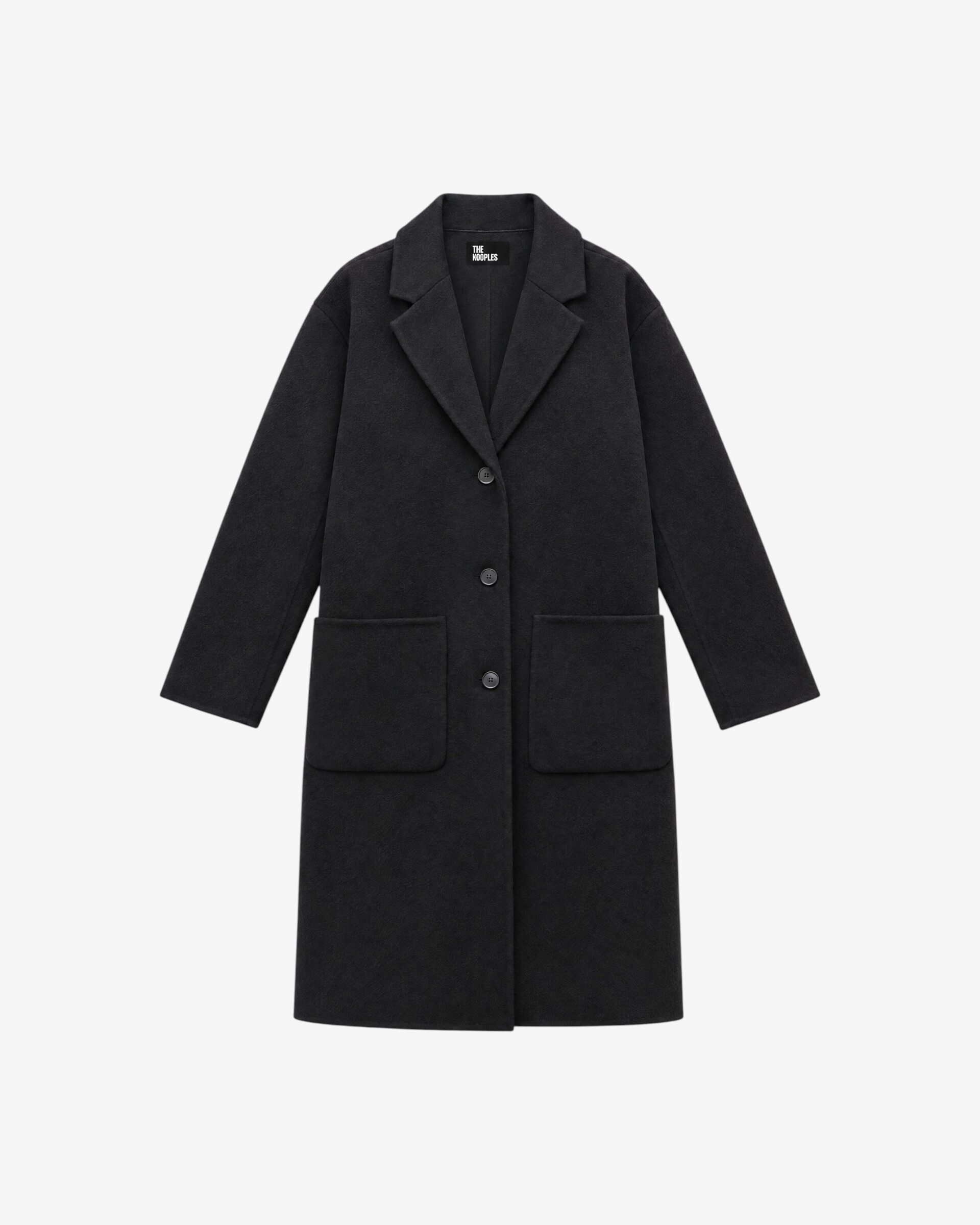 Black reversible wool-blend coat
