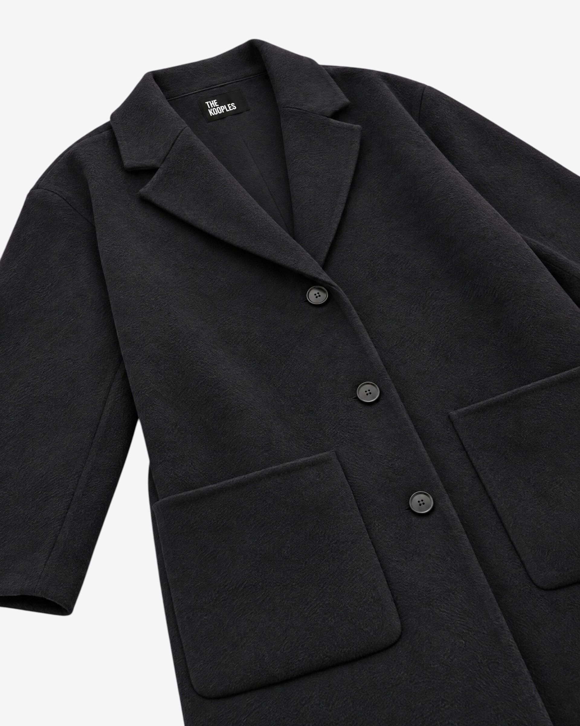 Black reversible wool-blend coat