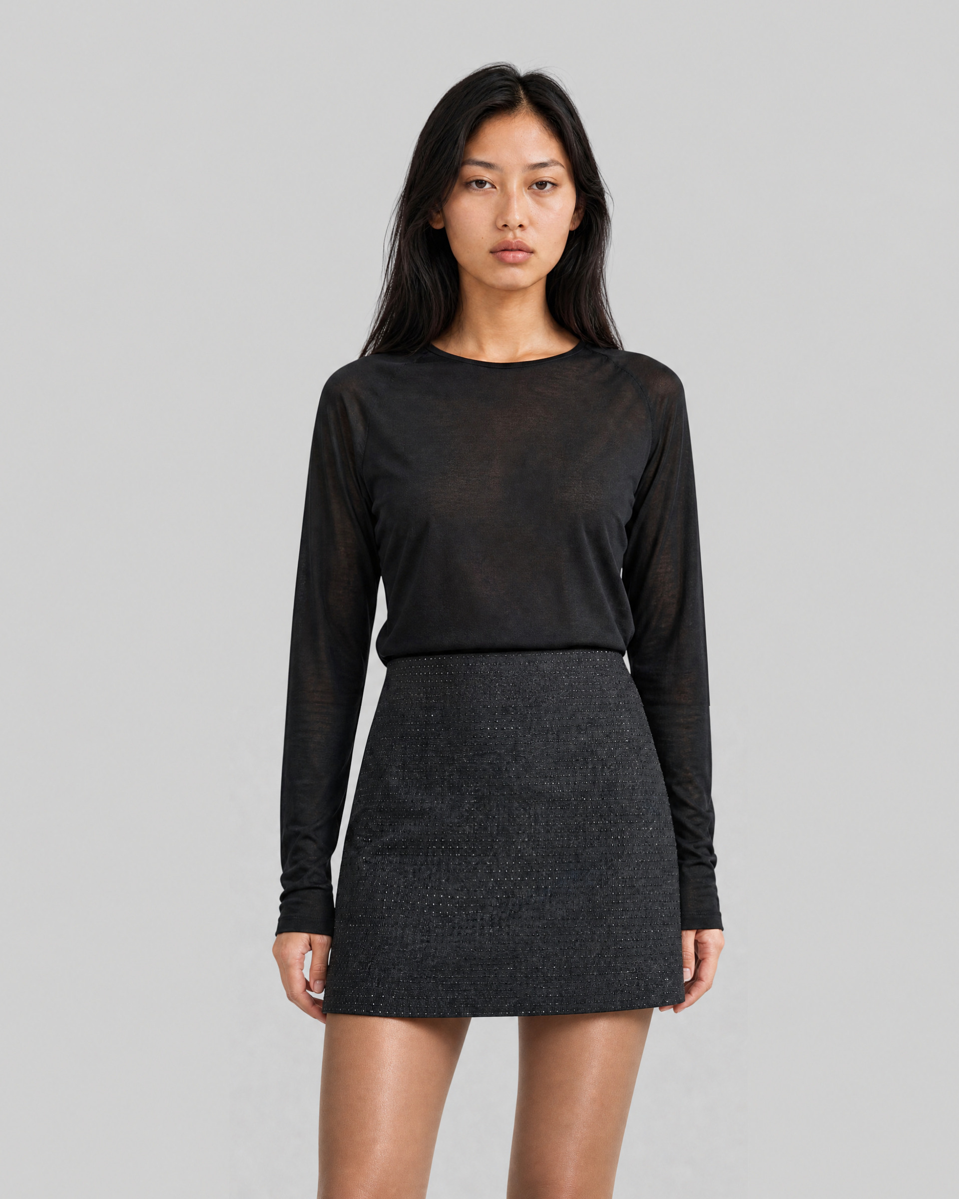 Black Fine-Knit Sweater