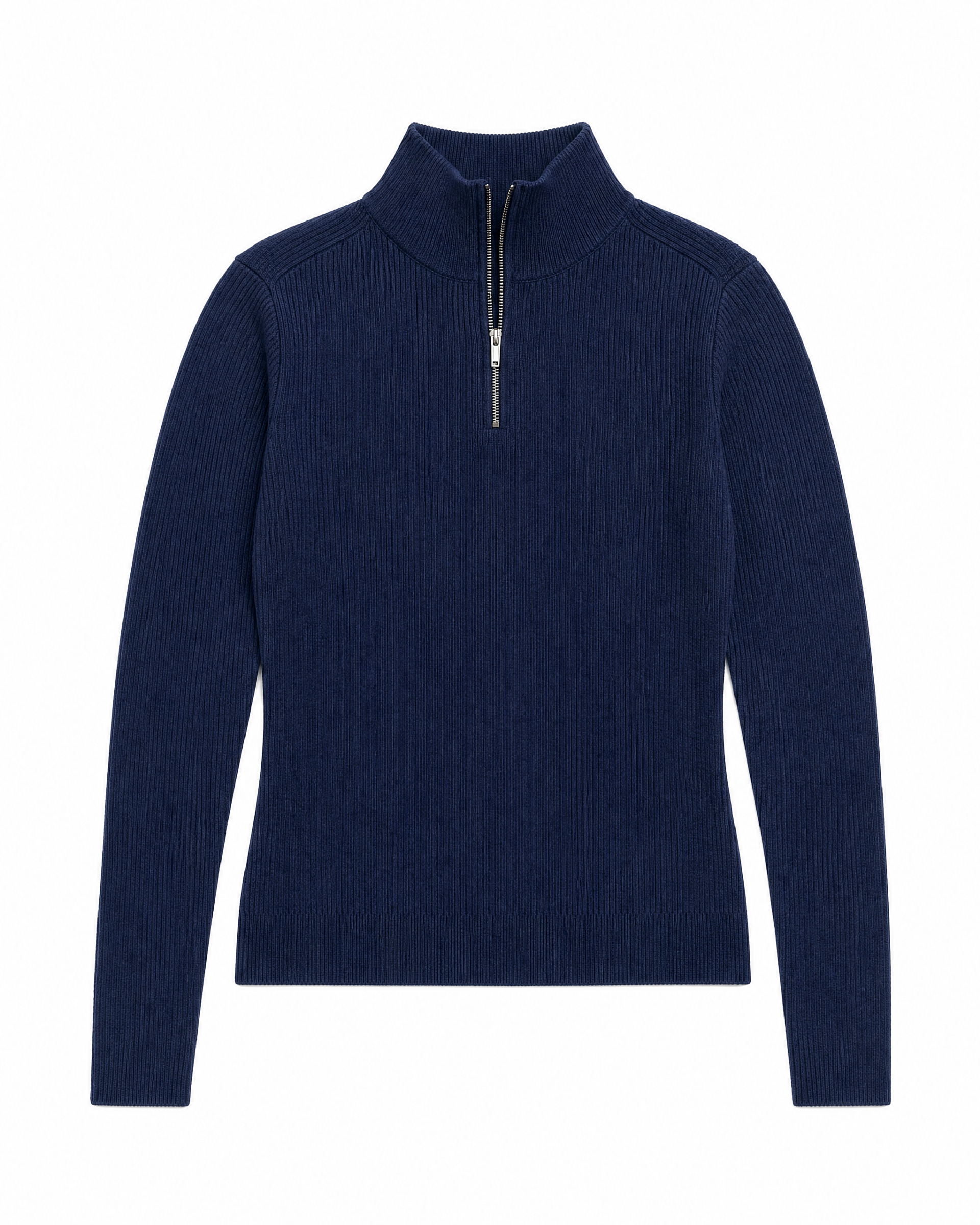 Navy merino wool ribbed sweater