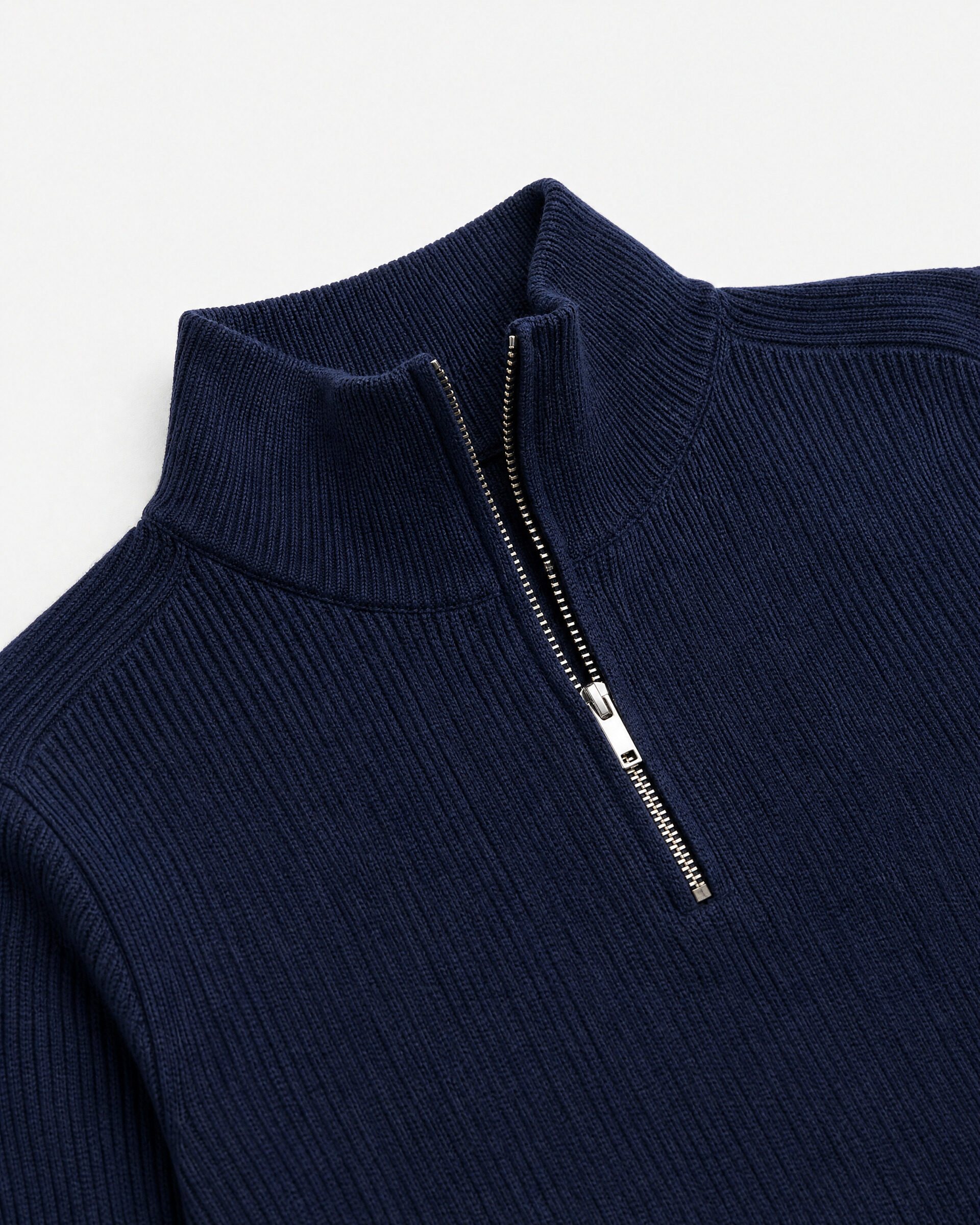 Navy merino wool ribbed sweater