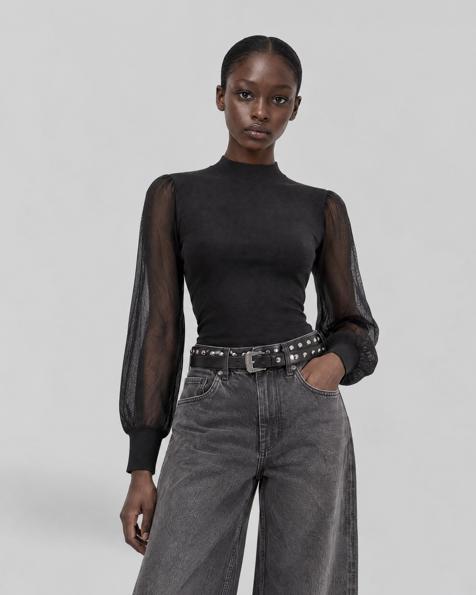 Black knit top
