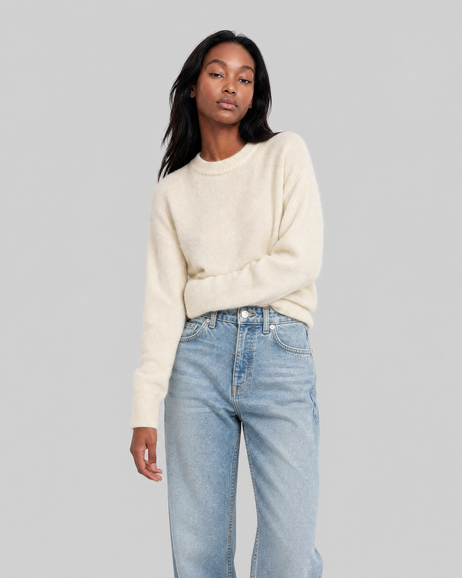 Ecru Mohair-Blend Sweater