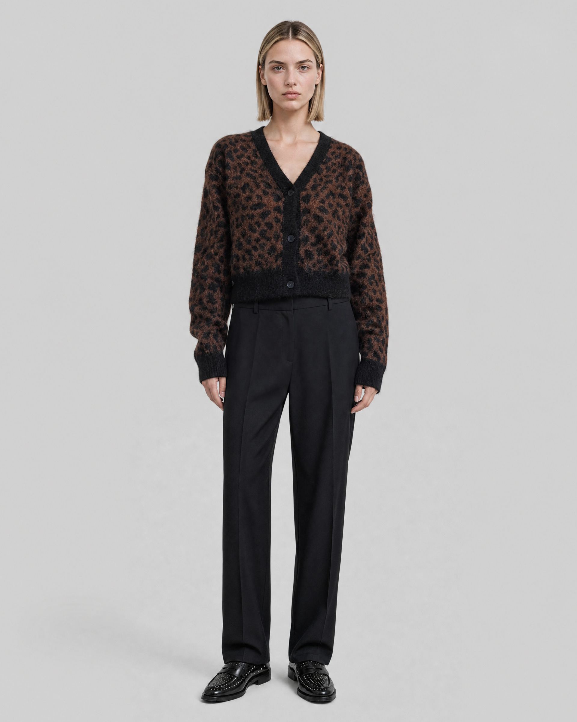 Leopard-print mohair-blend cardigan