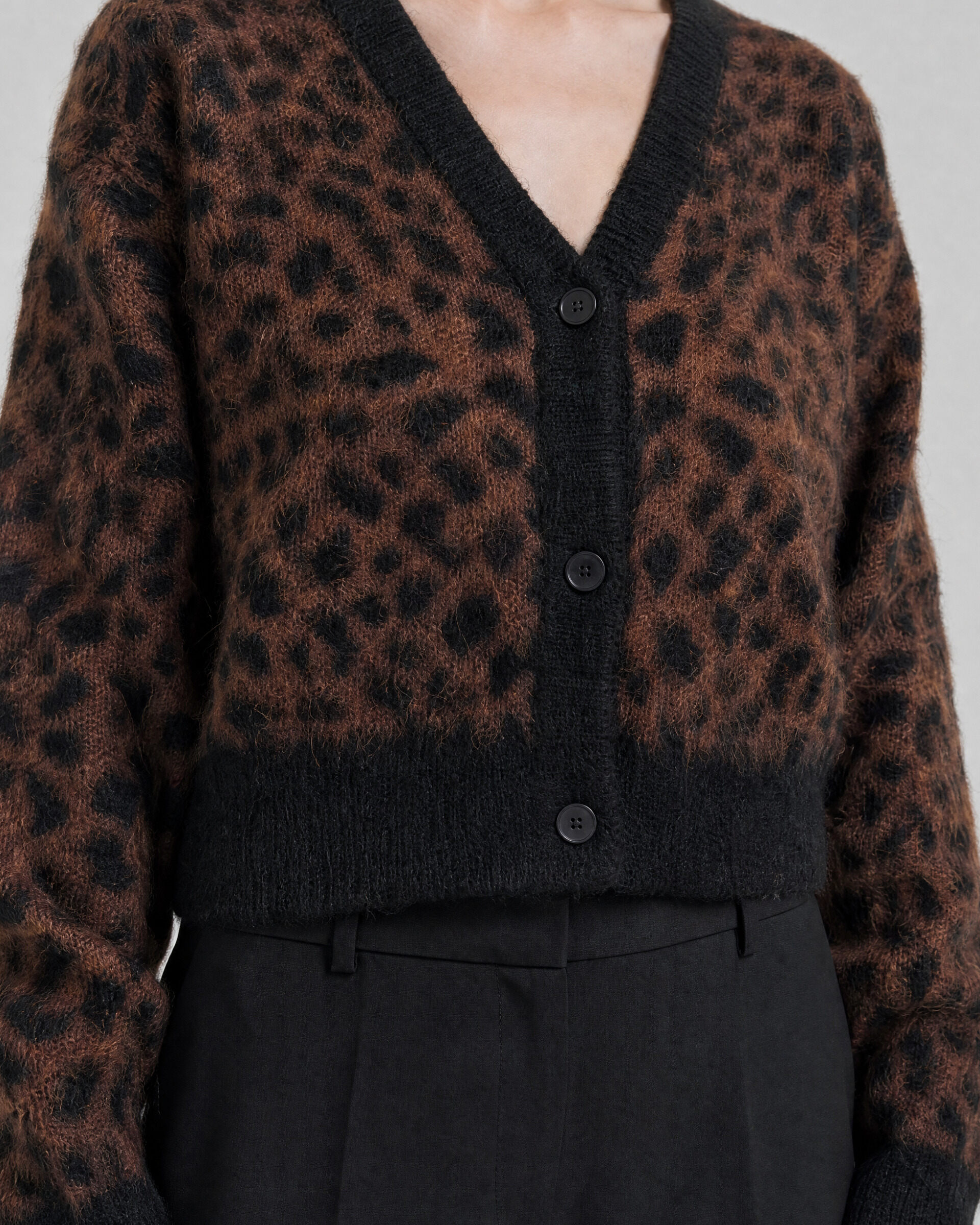 Leopard-print mohair-blend cardigan