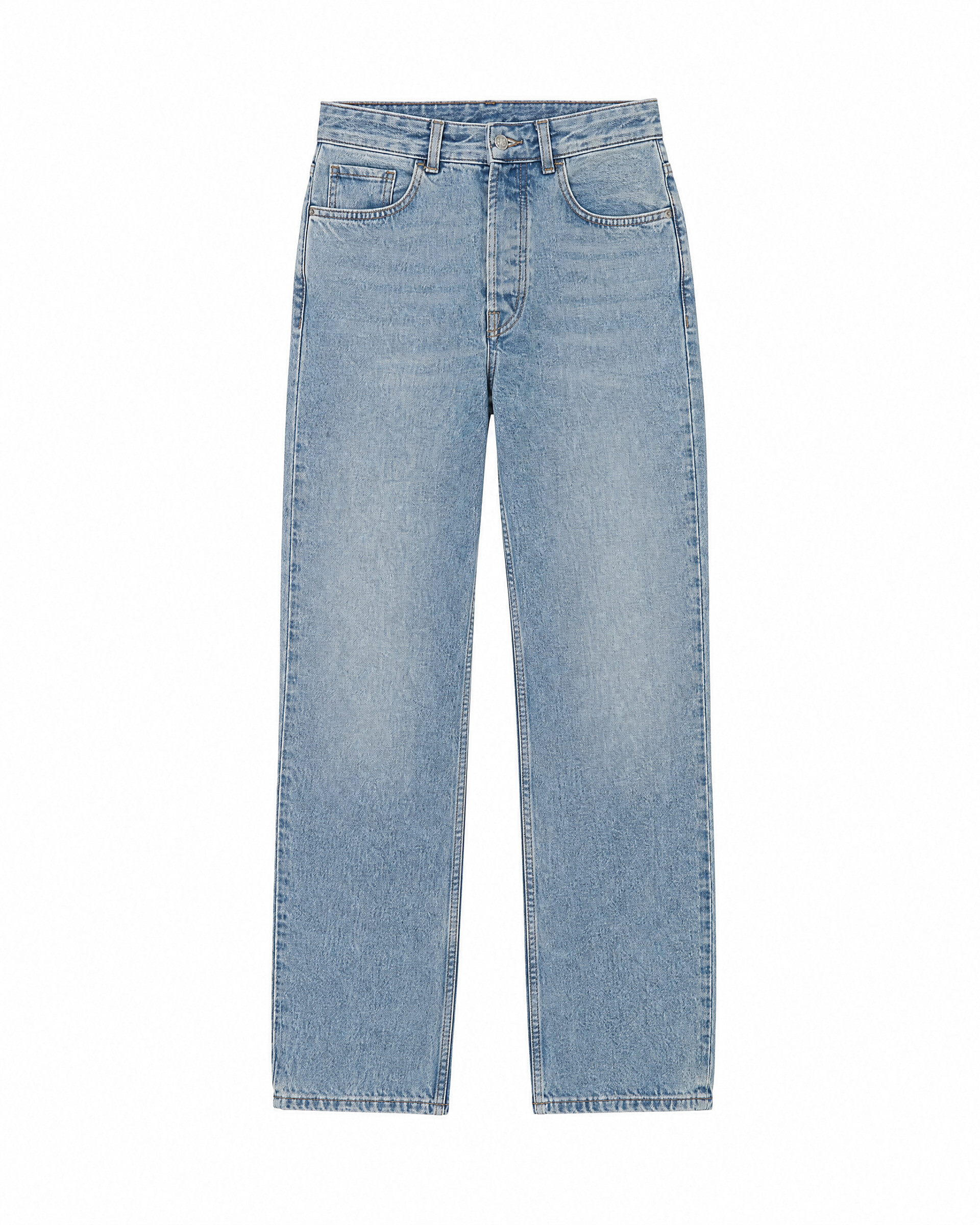 Straight-leg blue jeans