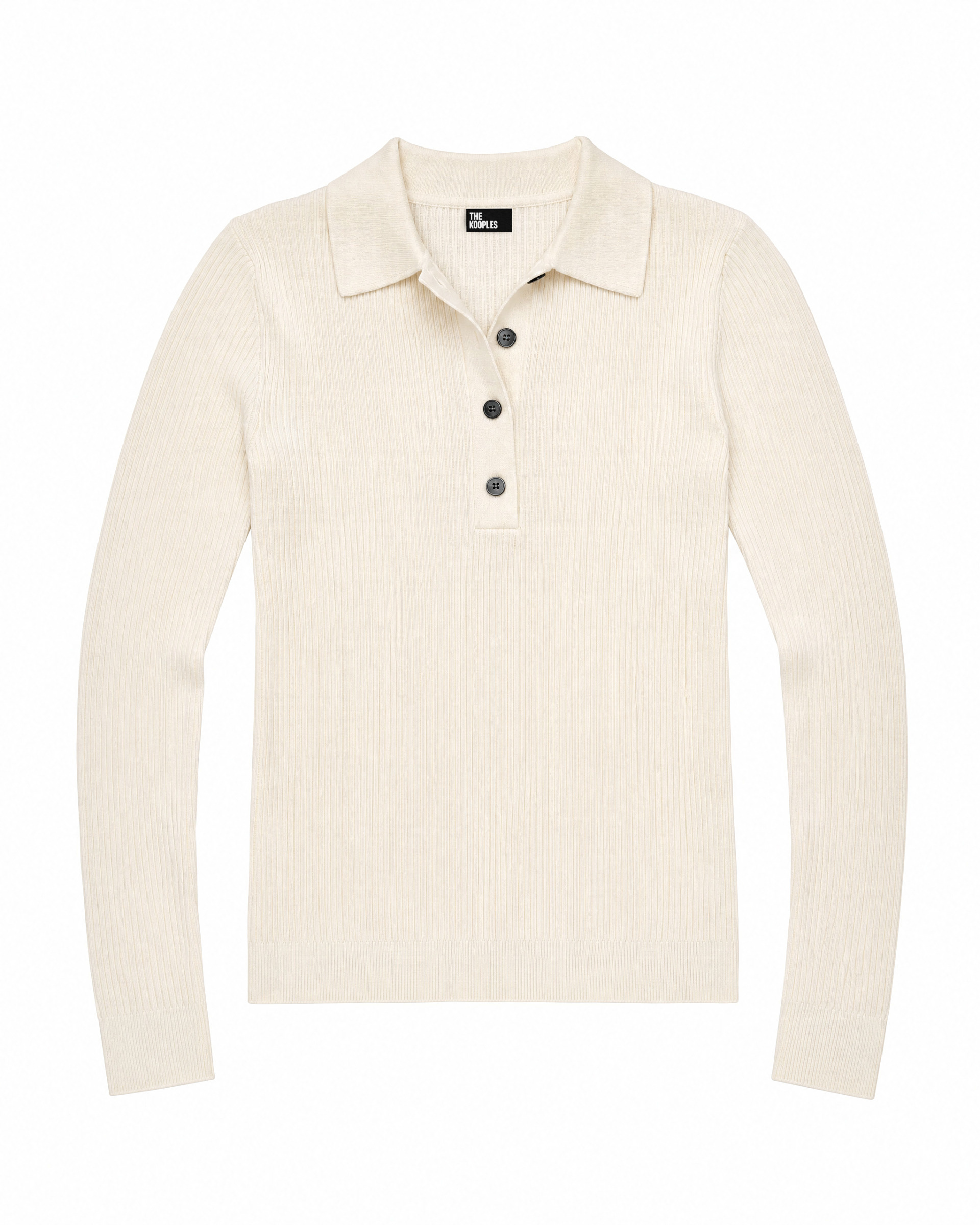 Ecru Merino Wool Polo-Neck Sweater