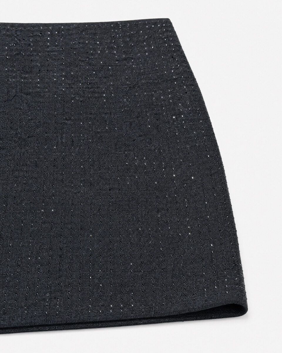 Gray wool-blend skirt with rhinestones