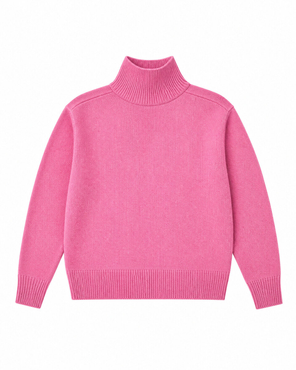 Pink Merino Wool High-Neck Sweater