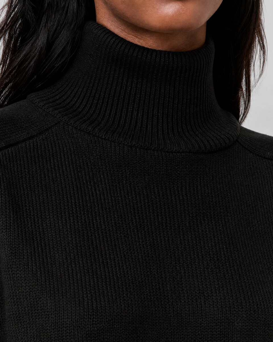 Black wool turtleneck sweater