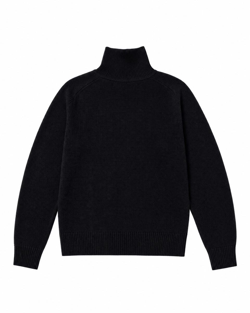 Black wool turtleneck sweater