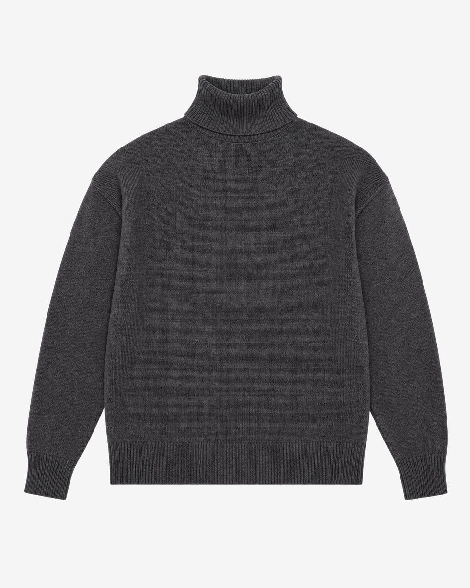 Grey Merino wool turtleneck sweater