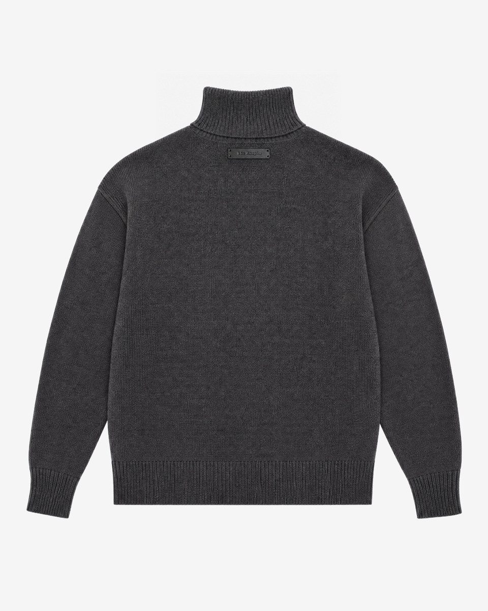 Grey Merino wool turtleneck sweater