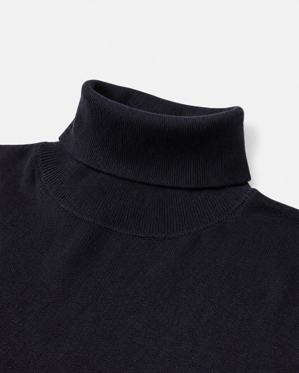 Navy Merino Wool Turtleneck Sweater