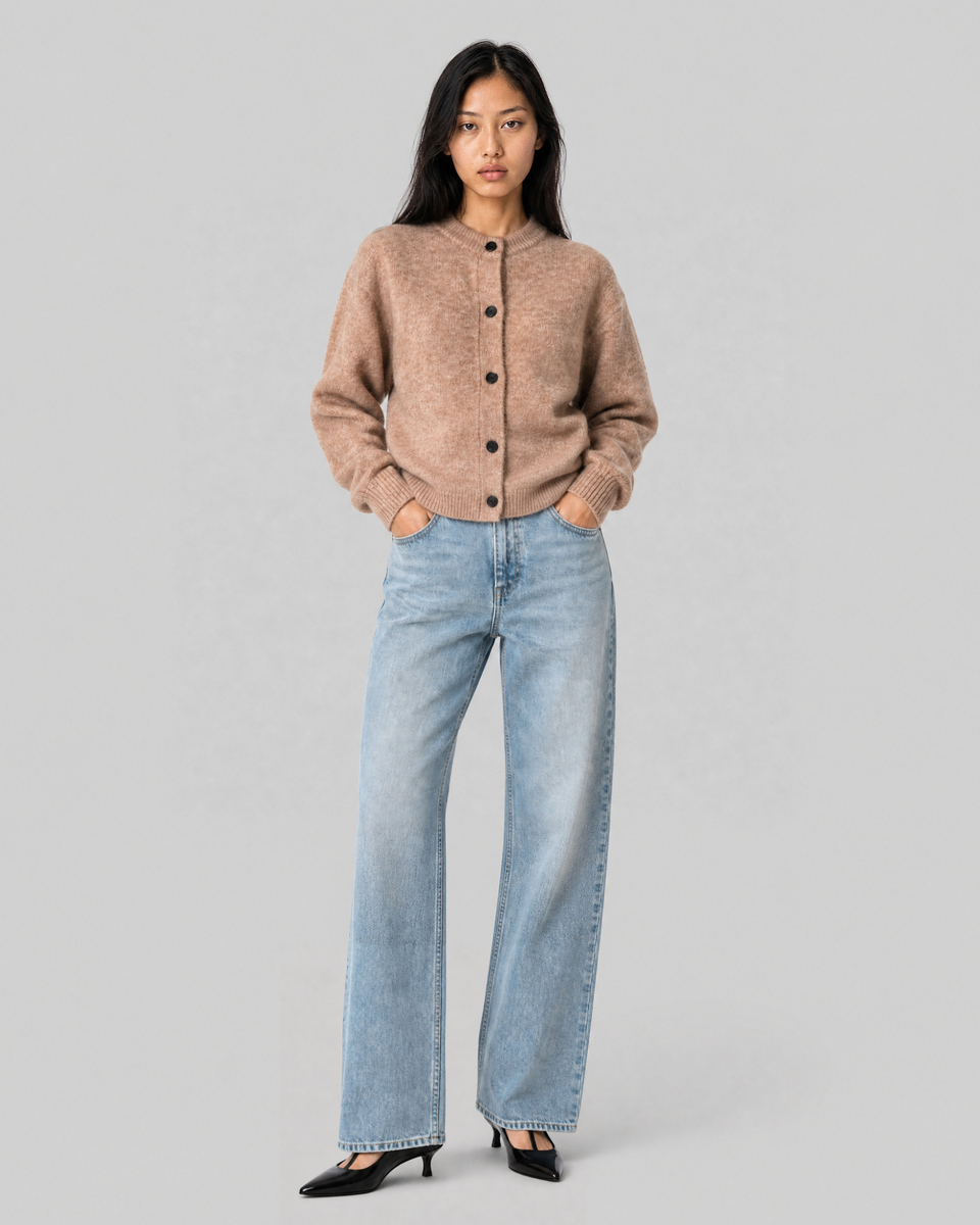 Beige Mohair-Blend Cardigan