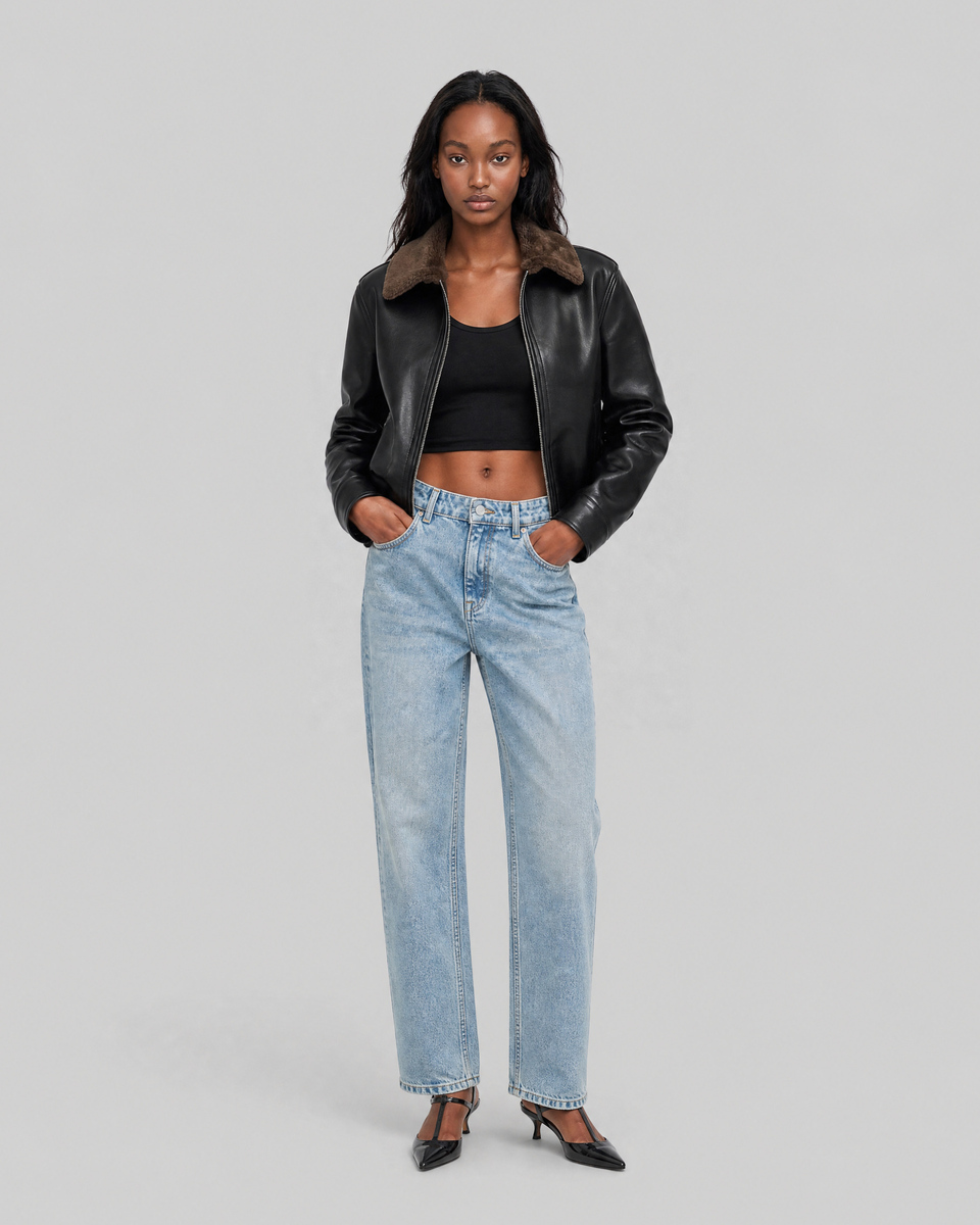 Reversible faux fur jacket in khaki and black