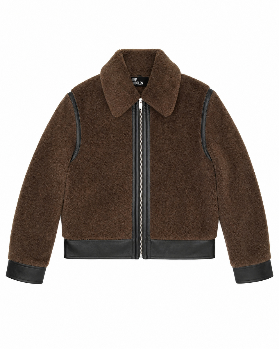 Reversible faux fur jacket in khaki and black