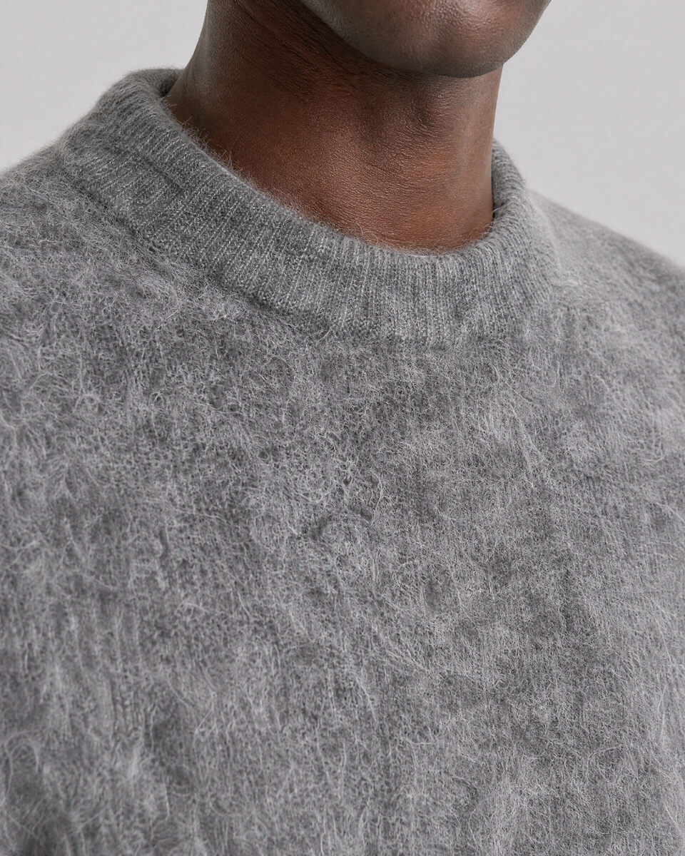 Gray mohair crew-neck sweater