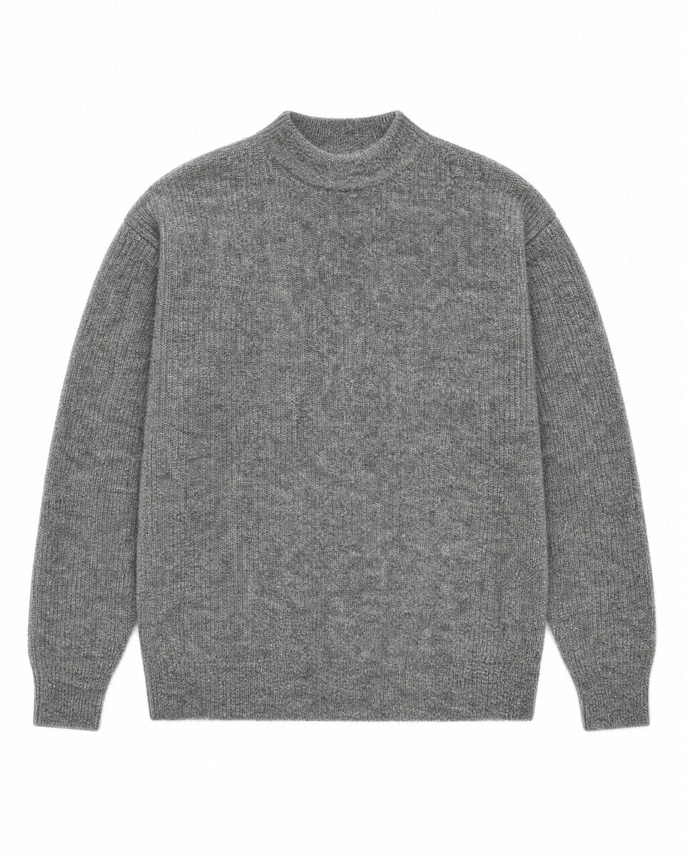 Gray mohair crew-neck sweater