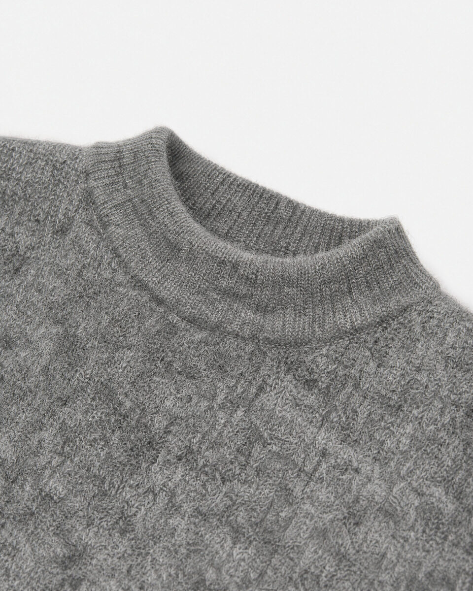 Gray mohair crew-neck sweater