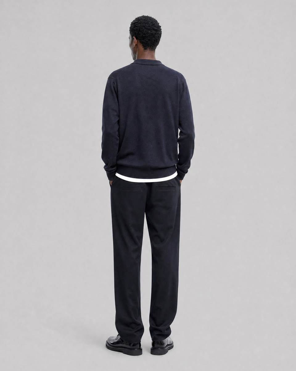 Navy Wool Polo-Neck Sweater