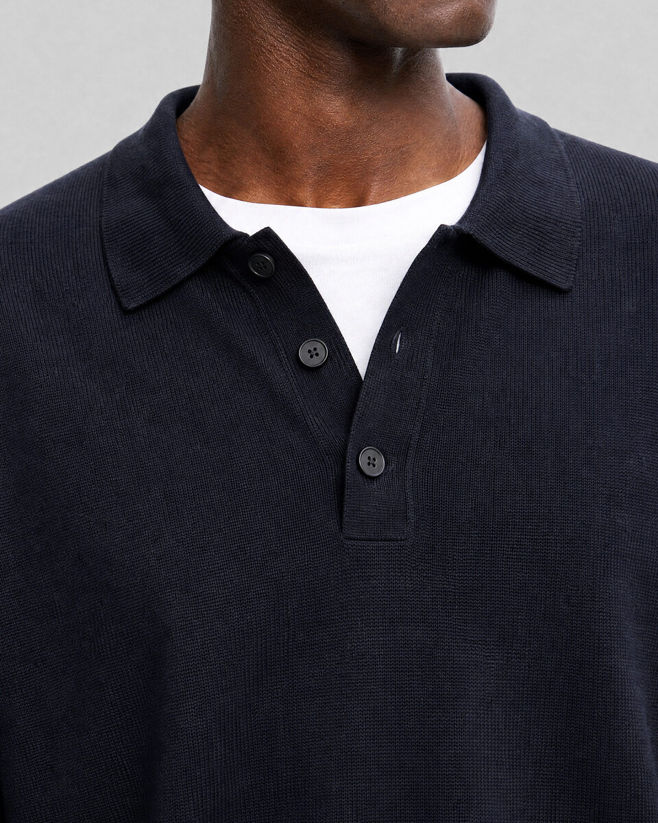 Navy Wool Polo-Neck Sweater