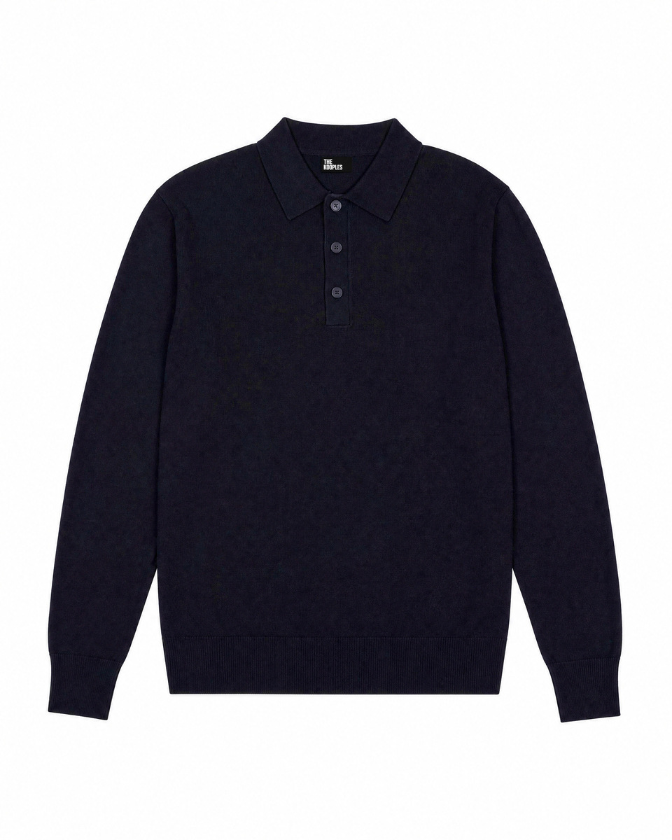 Navy Wool Polo-Neck Sweater