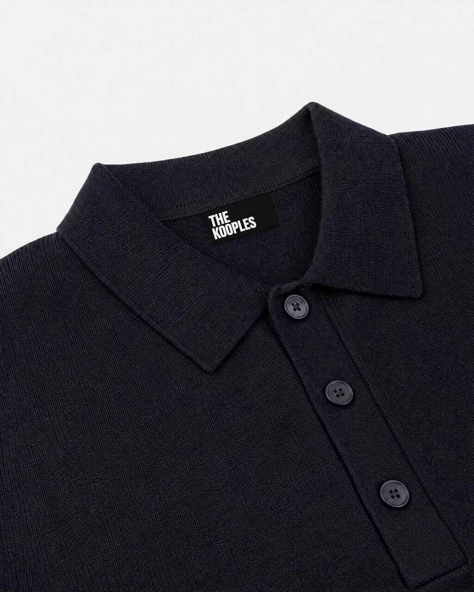 Navy Wool Polo-Neck Sweater