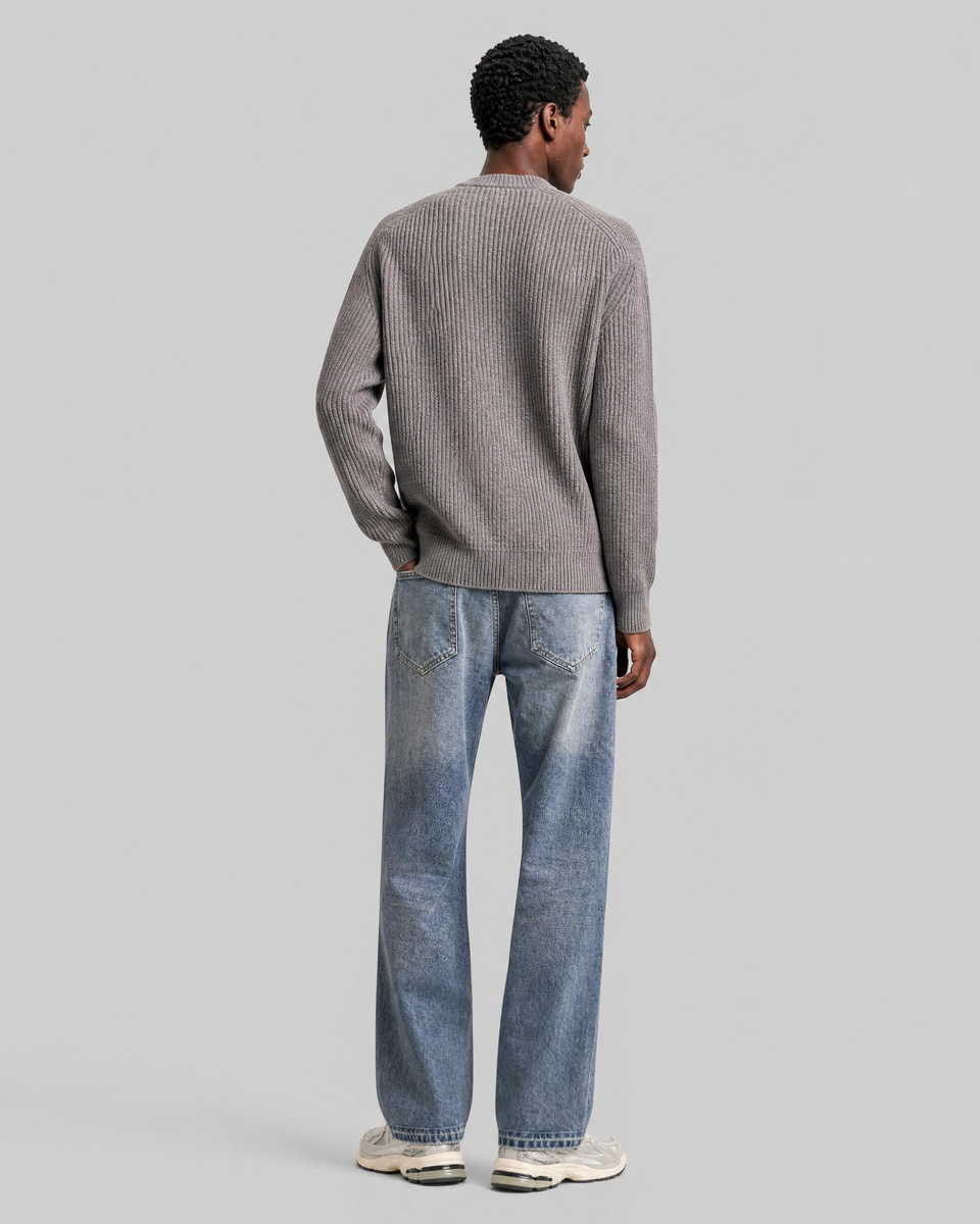 Brown wool crewneck sweater