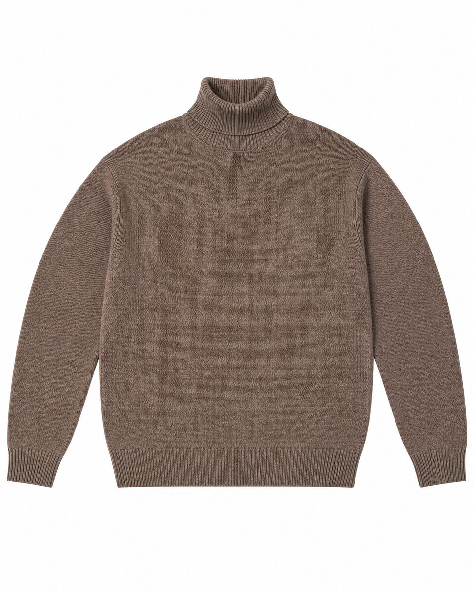 Brown Wool Turtleneck Sweater