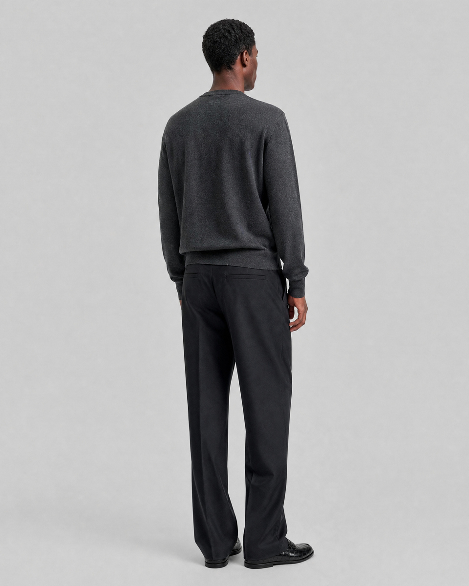 Gray Merino Wool Crew-Neck Sweater