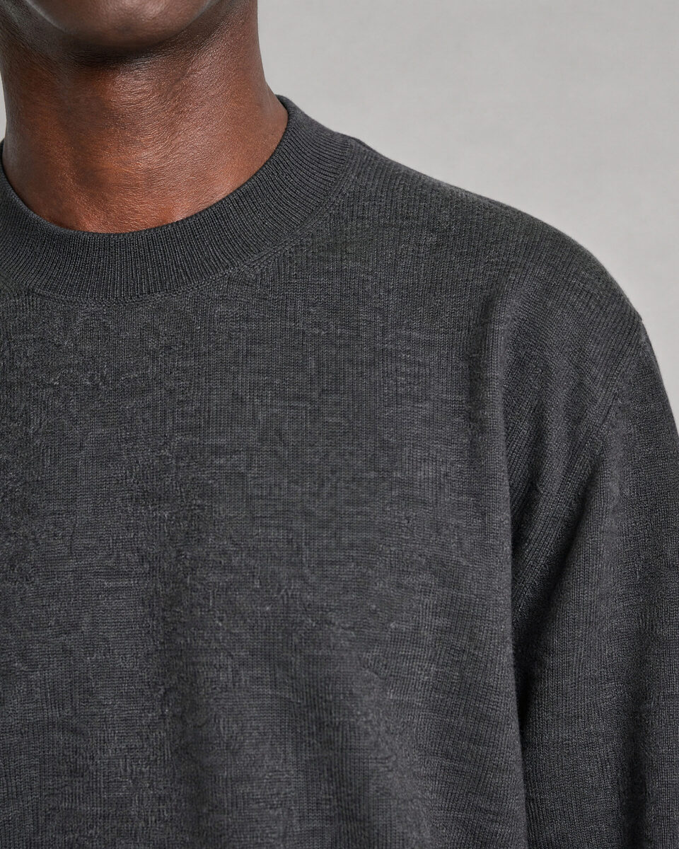 Gray Merino Wool Crew-Neck Sweater