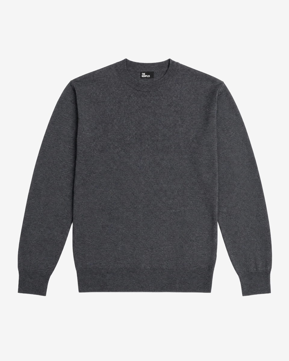 Gray Merino Wool Crew-Neck Sweater
