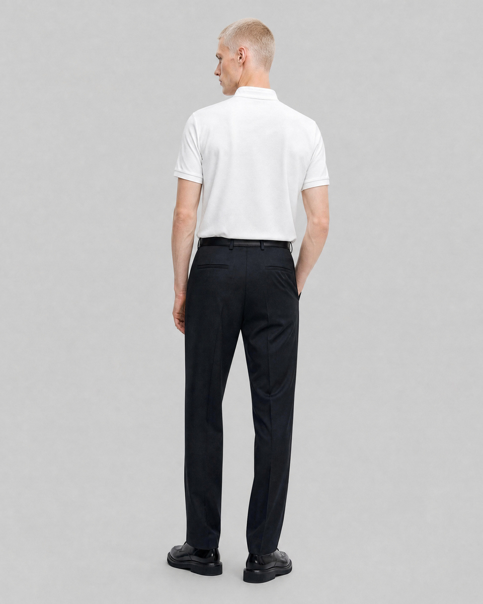 White polo shirt with a stand-up collar