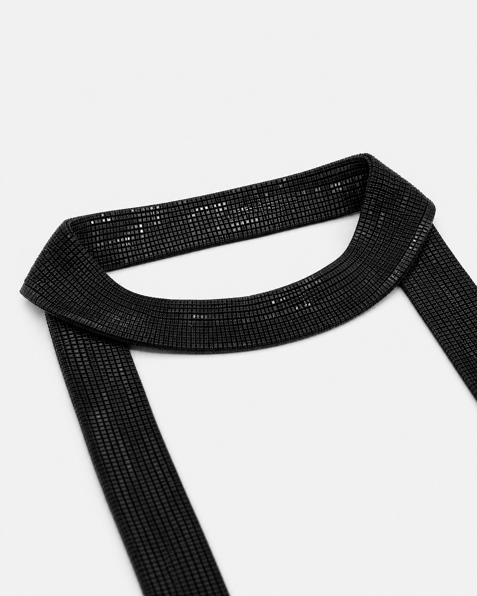 Thin black scarf with rhinestones