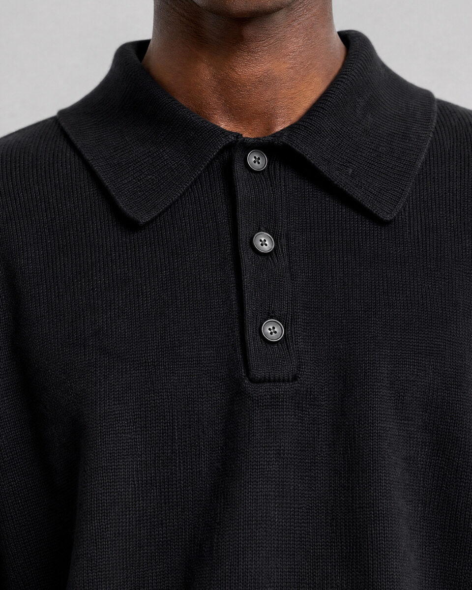 Black wool polo-neck sweater