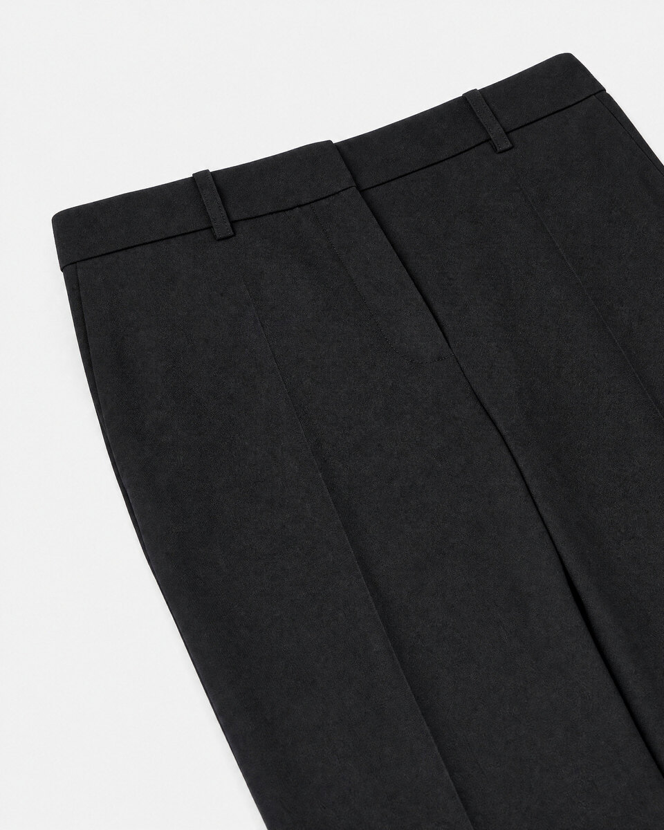 Black, fitted wool suit pants