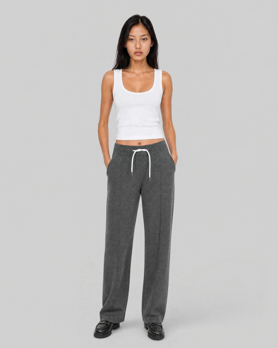 Straight-leg pants in gray wool and cashmere