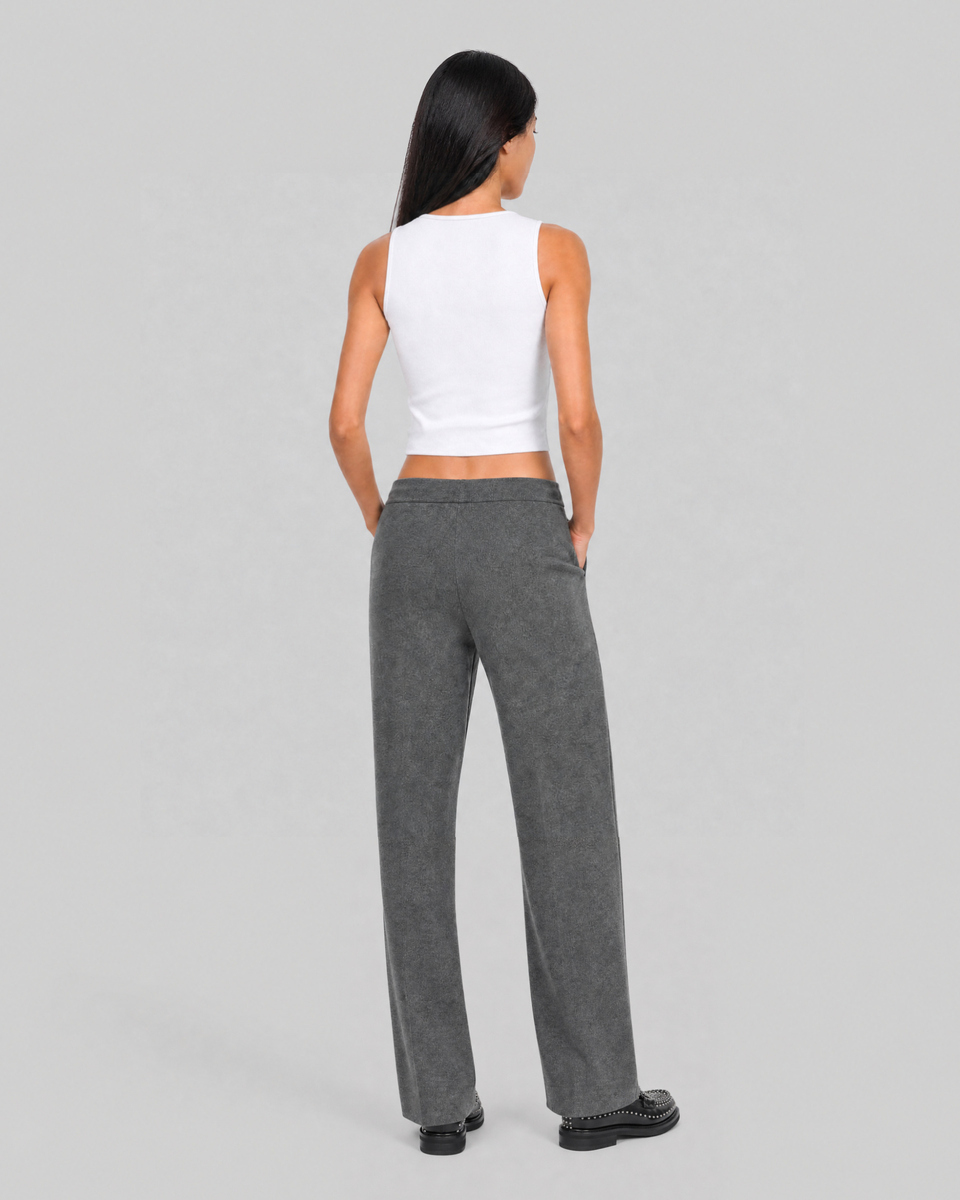 Straight-leg pants in gray wool and cashmere
