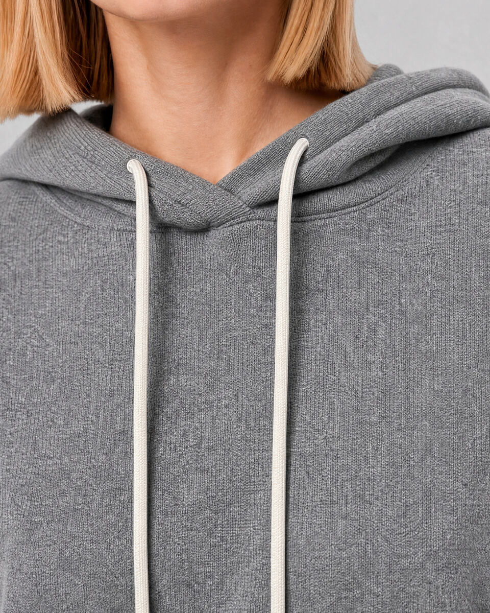 Gray merino wool and cashmere sweatshirt-style sweater