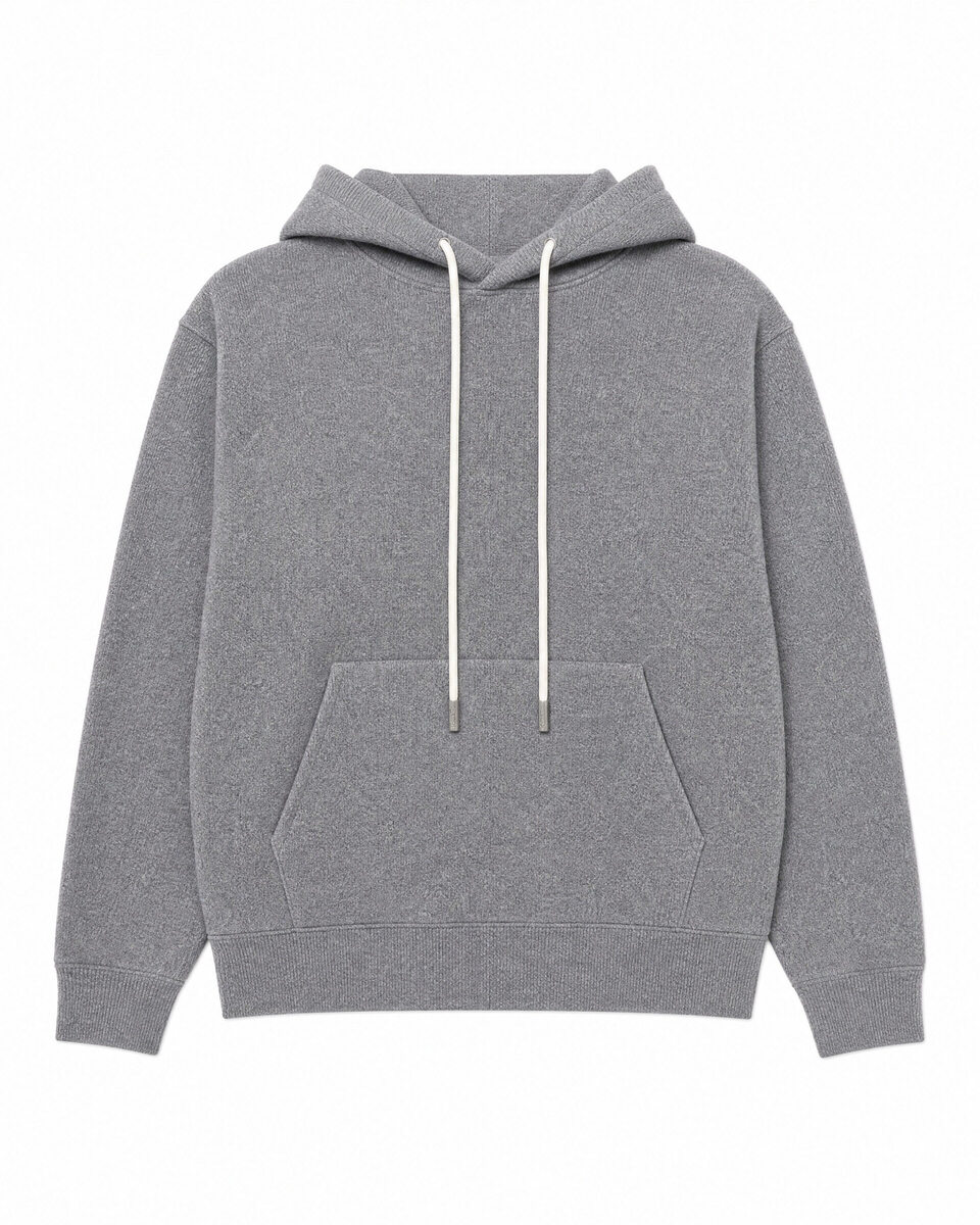 Gray merino wool and cashmere sweatshirt-style sweater