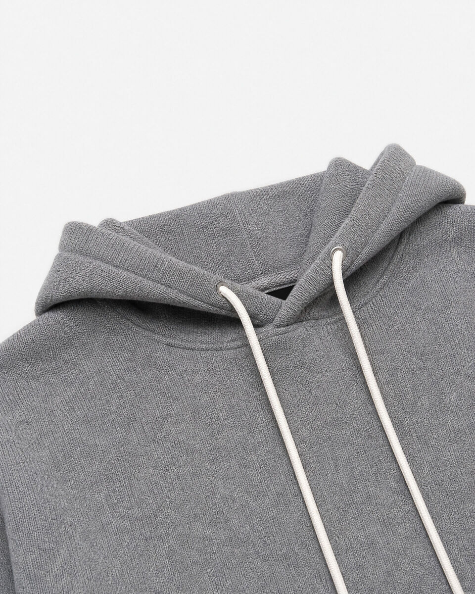 Gray merino wool and cashmere sweatshirt-style sweater