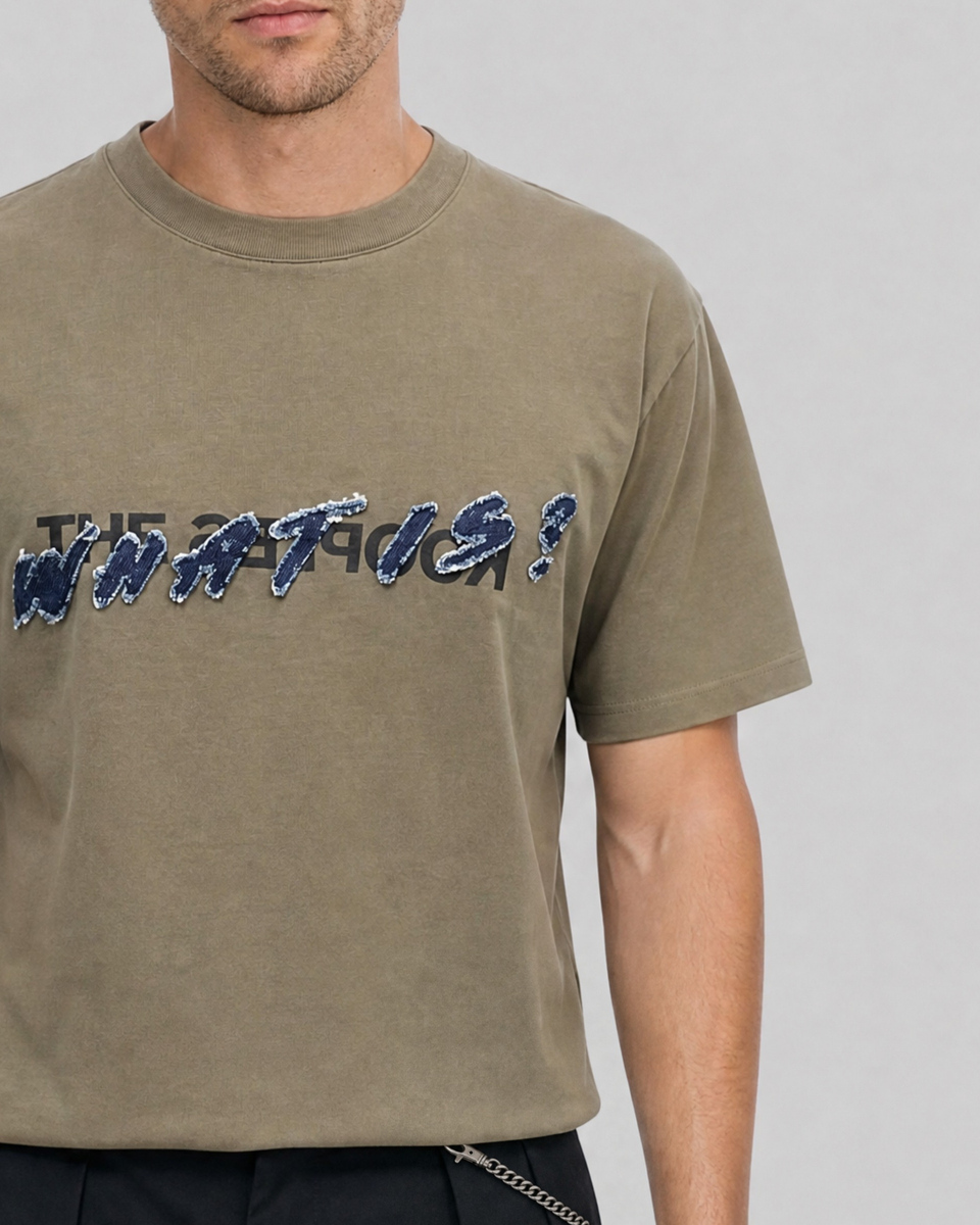 What is denim patch t-shirt khaki