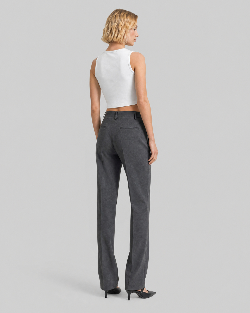 Gray wool-blend flared suit pants