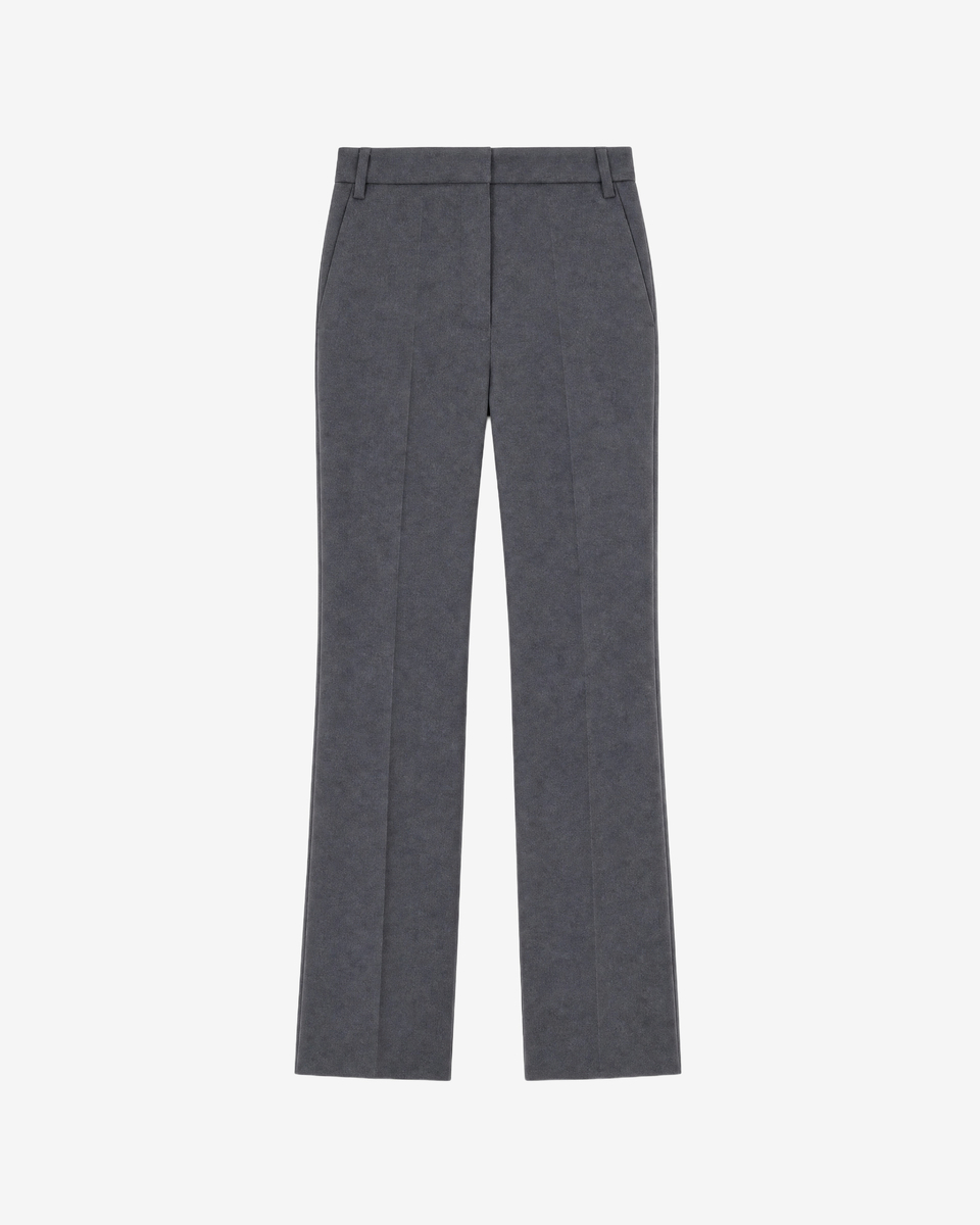 Gray wool-blend flared suit pants
