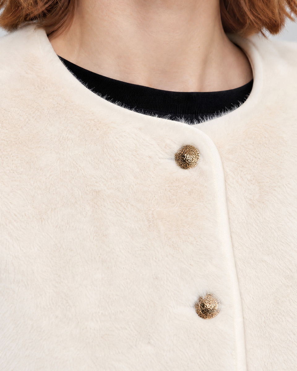 Ecru faux fur jacket